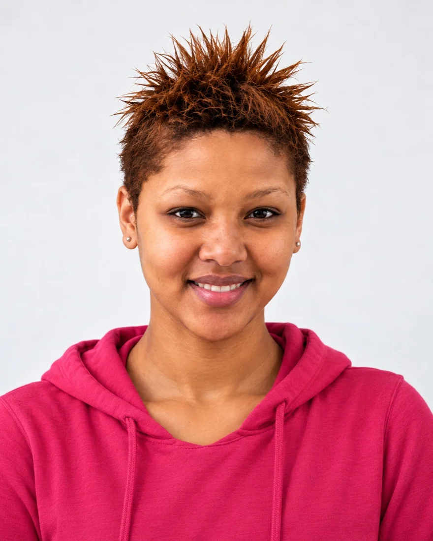 NIA, AI character portrait, smiling