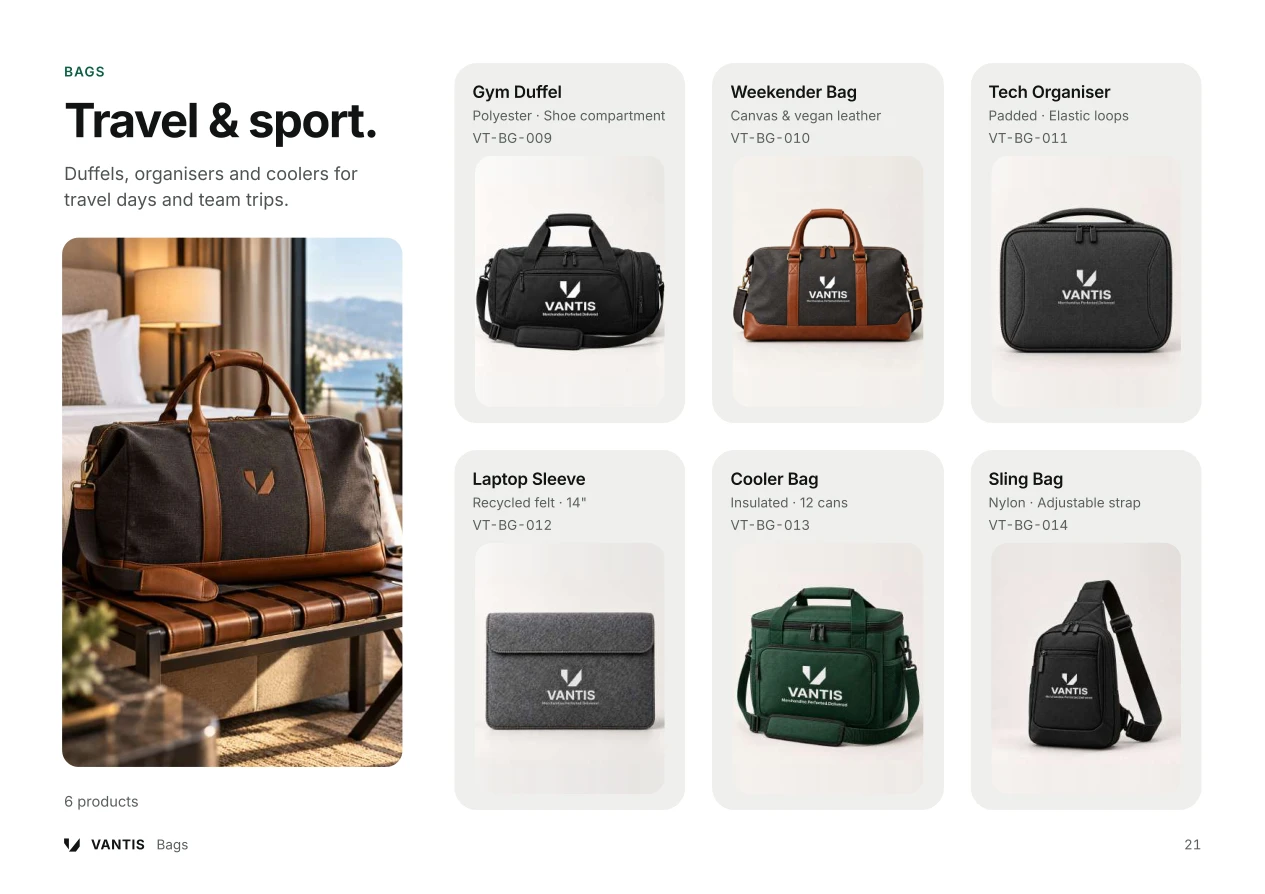 Vantis catalogue product selection