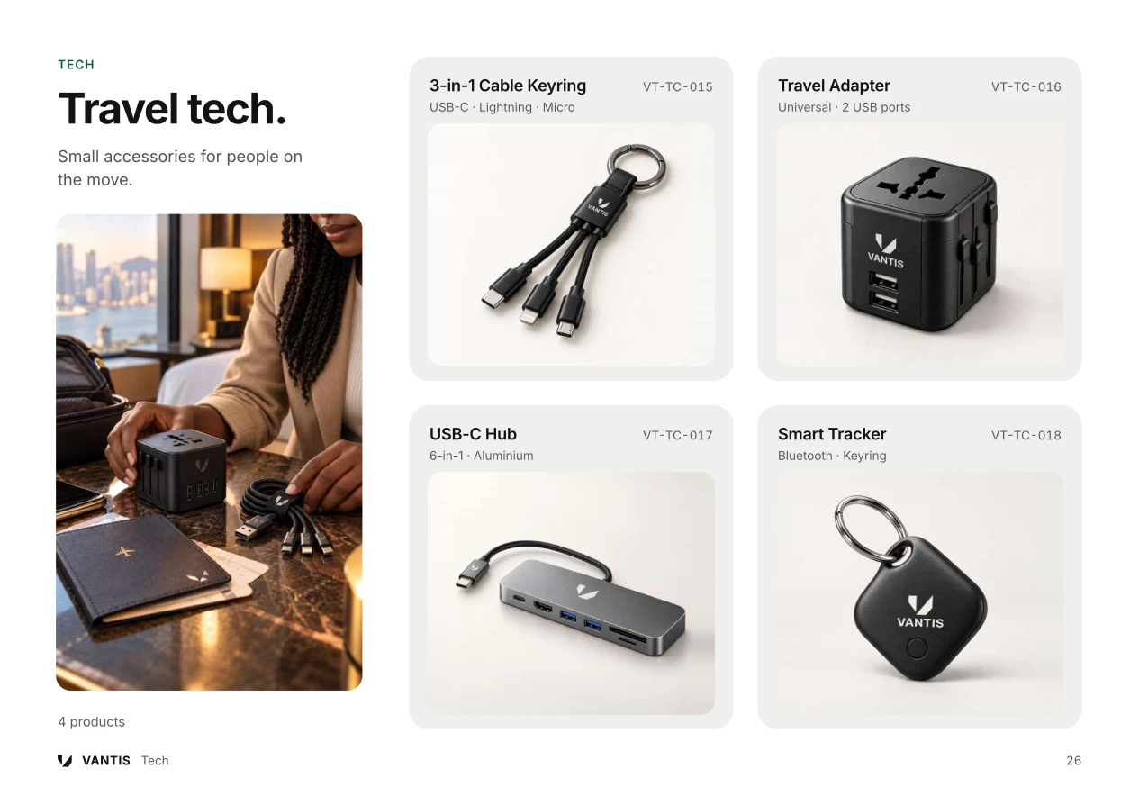 Vantis product catalogue page