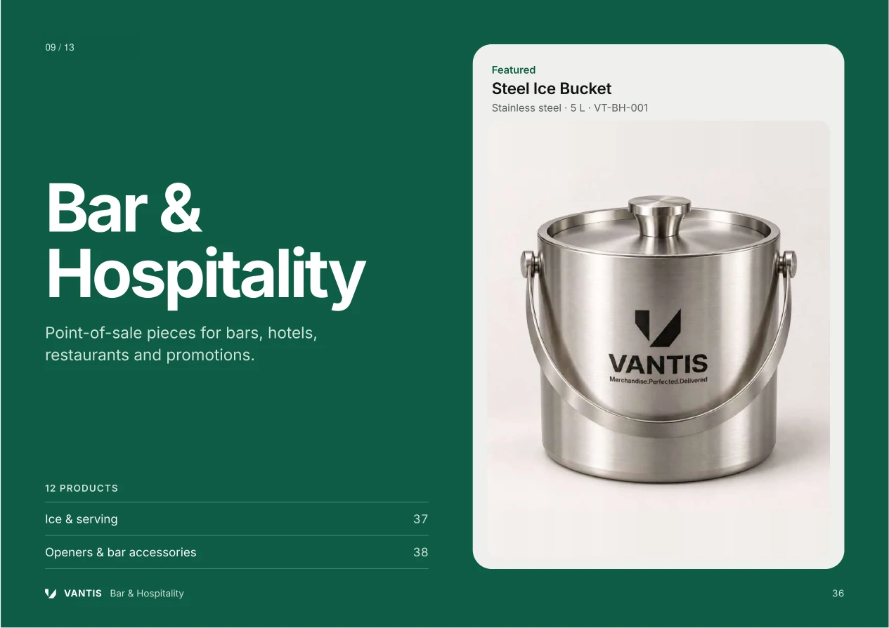 Vantis product catalogue page