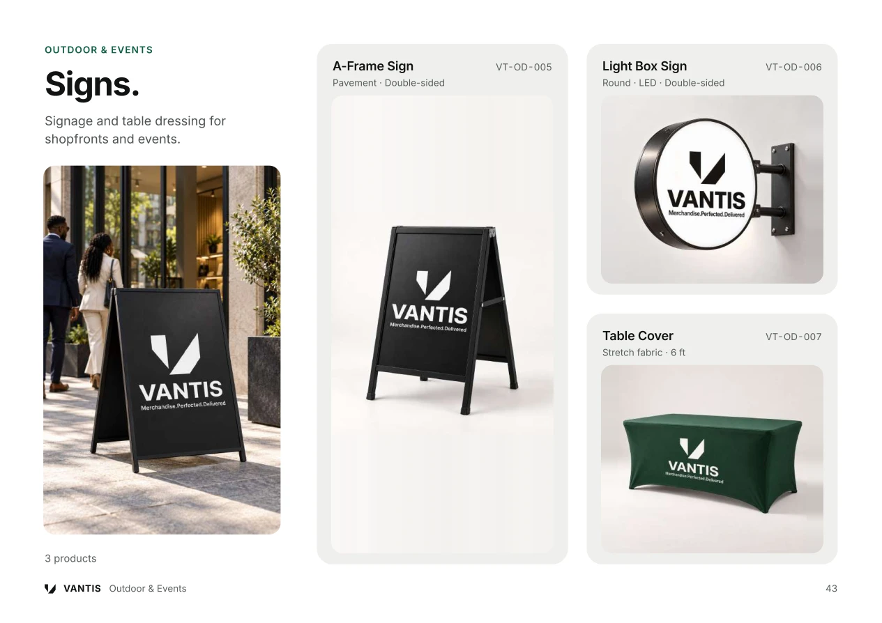 Vantis catalogue product selection